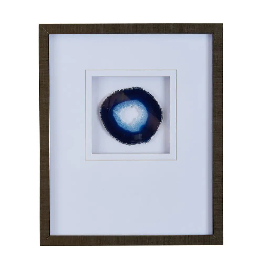 Blue Agate Stone Cut Framed Wall Art Decor