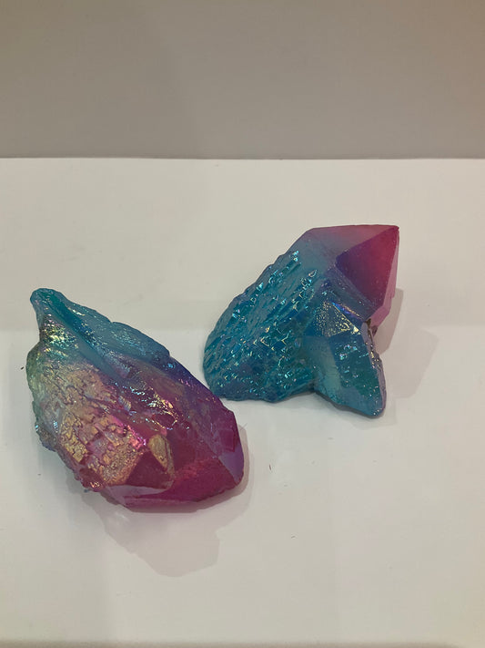 Pink And Blue Aura Quartz Raw (made in lab)