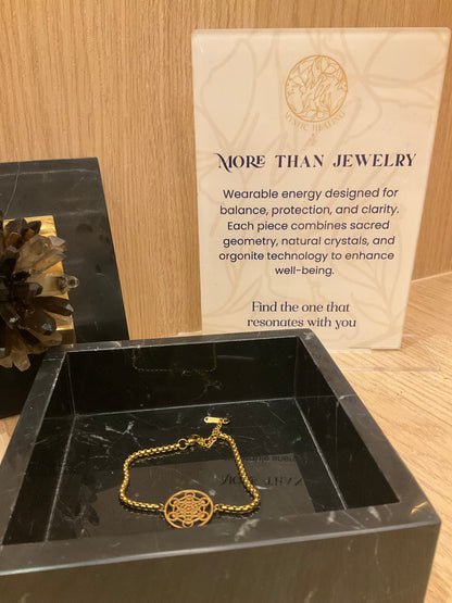 Metatron Cube Gold Bracelet – Energetic Balance and Spiritual Elegance