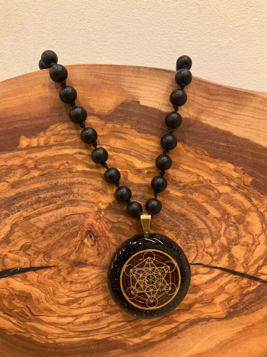 Medium Orgonite Mala "Metatron Cube"