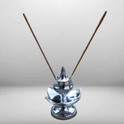 Silver Lotus Incense Holder – Handcrafted Elegance for Rituals, Meditation, and Well-Being