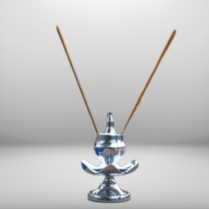 Silver Lotus Incense Holder – Handcrafted Elegance for Rituals, Meditation, and Well-Being