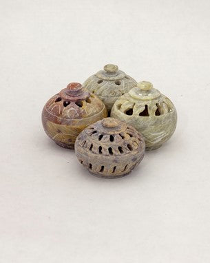 Carved Incense Pot Set of 4