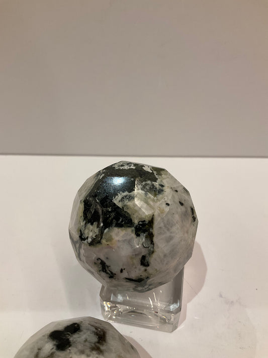 Faceted Rainbow Moonstone Sphere