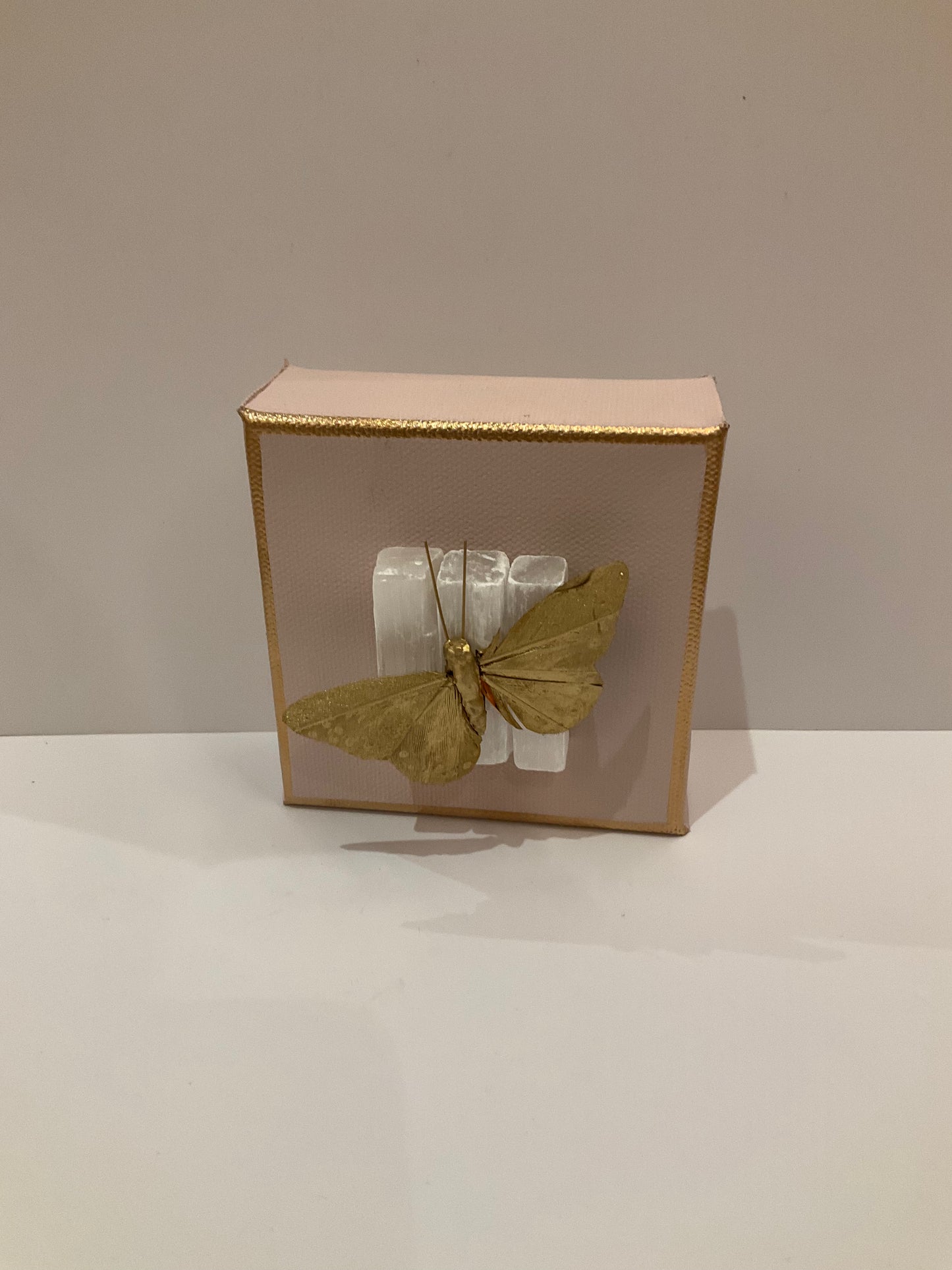 Butterfly On Selenite Art - Small