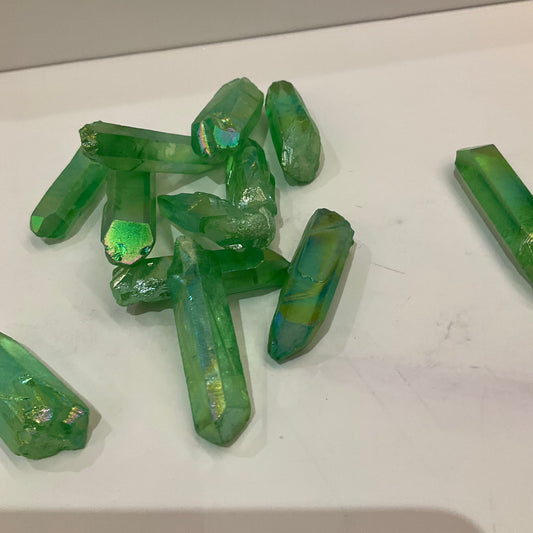 Green Aura titanium Crystal Point