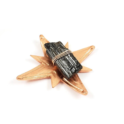 Black Tourmaline Star Dish – Decorative Tray for Protection and Grounding Energy