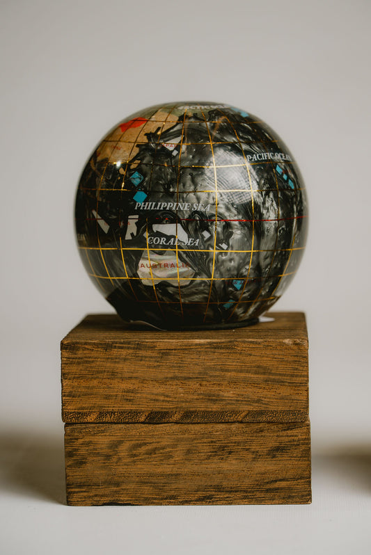 Black Opal & Ocean Gemstone Globe 3” – Decorative Sphere for a Sophisticated and Natural Touch