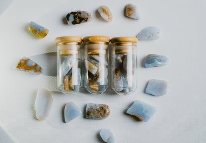 Blue Chalcedony Mini Jar – Luminous Mineral for Calm, Clarity, and Serene Elegance
