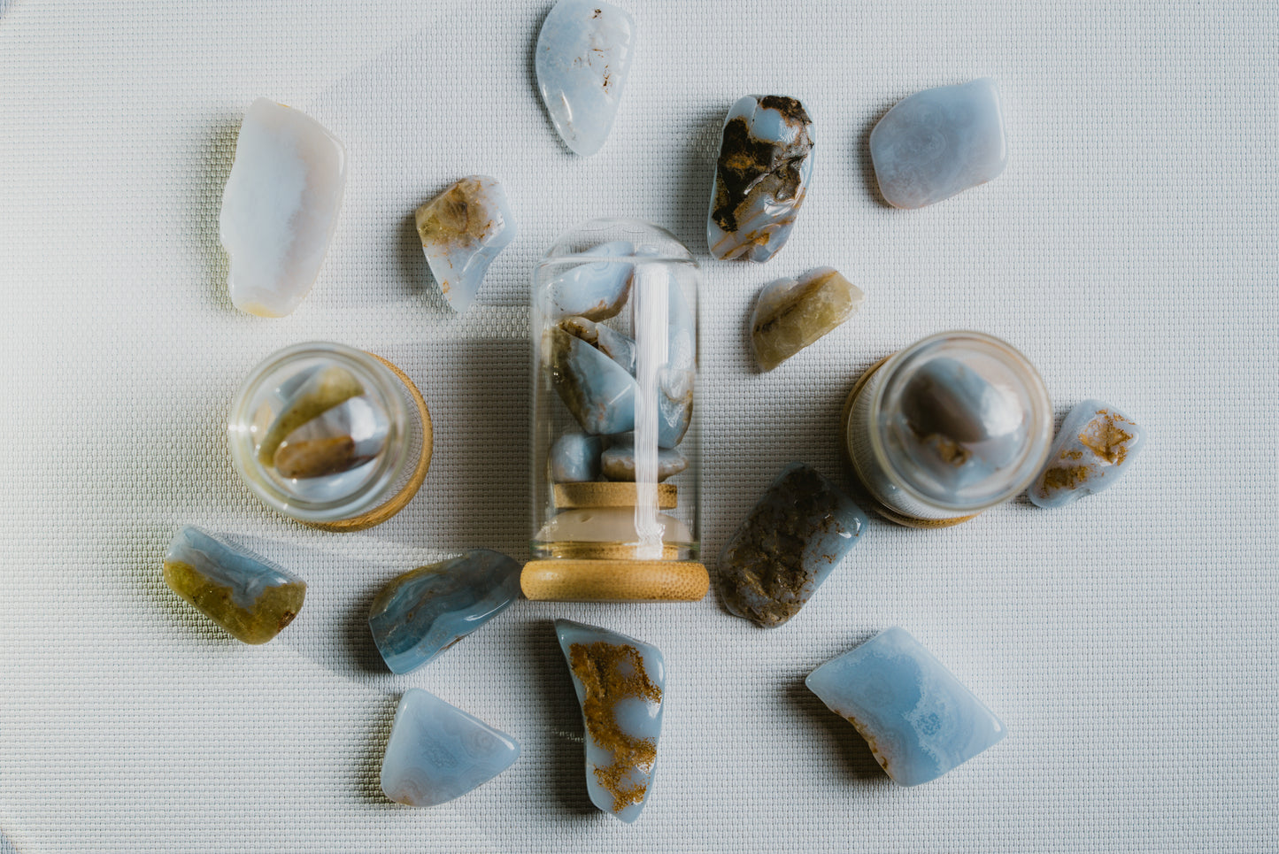 Blue Chalcedony Mini Jar – Luminous Mineral for Calm, Clarity, and Serene Elegance