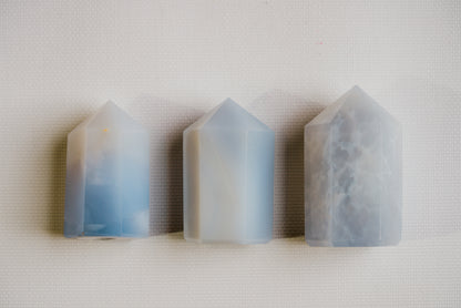 Blue Chalcedony Mini Tower – Mini Blue Chalcedony Tower for Calm, Clarity, and Timeless Elegance