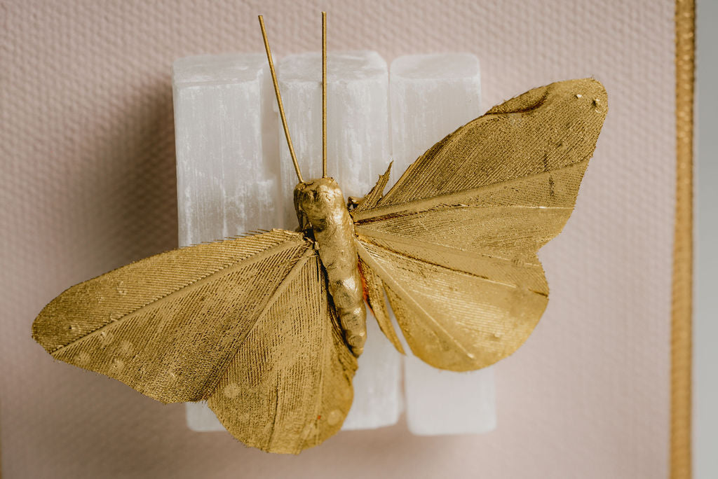 Butterfly on Selenite Wall Art – Small Decorative Piece with Charm and Sophistication