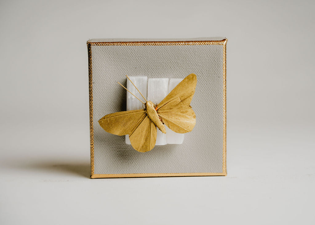 Butterfly on Selenite Wall Art – Small Decorative Piece with Charm and Sophistication