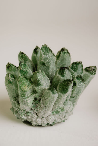 Green Phantom Quartz Cluster Medium – Growth, Clarity, and Natural Elegance