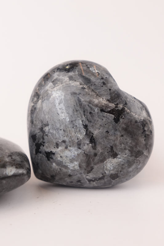 Larvikite Hearts – Decorative Larvikite Hearts for Protection, Mental Clarity, and Grounding Energy