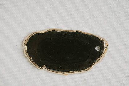 Luna Veil – Natural Agate Slice with Plated Edge for Protection and Versatile Décor