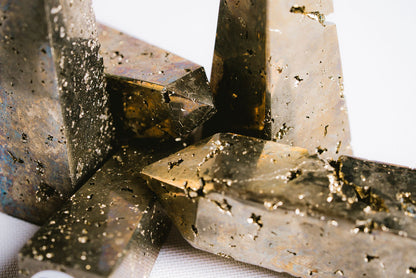 Pyrite Druzy Tower – Decorative Pyrite Druzy Tower for Abundance, Protection, and Grounding Energy