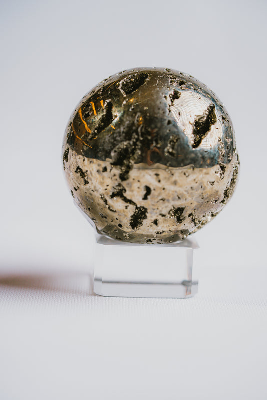 Pyrite Sphere – Decorative Pyrite Sphere for Protection, Abundance, and Grounding Energy