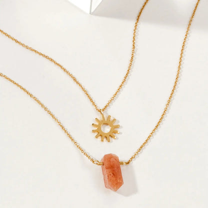 Necklace-Set-with-Genuine-Sunstone–-14K-Gold-Plated