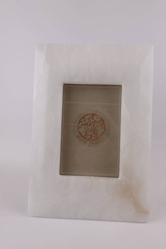 White Alabaster – Elegant White Marble Stone Frame for Sophisticated Décor