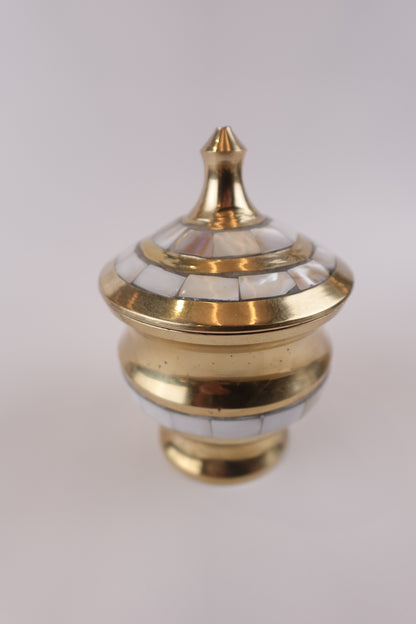 Brass Mother of Pearl Bowl with Lid (Large) – Elegant Storage and Decorative Bowl