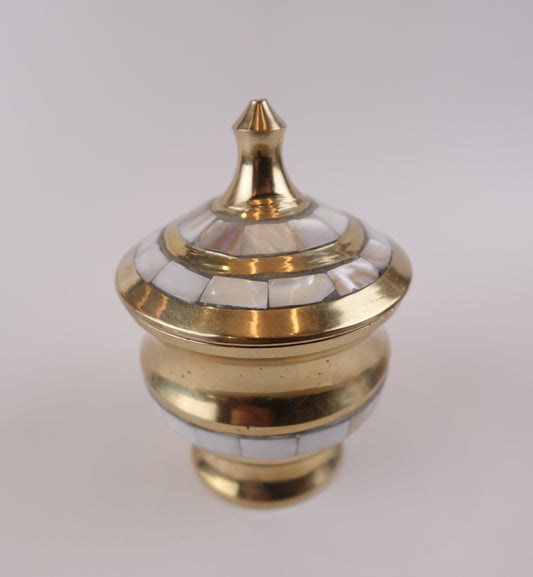 Brass Mother of Pearl Bowl with Lid (Large) – Elegant Storage and Decorative Bowl
