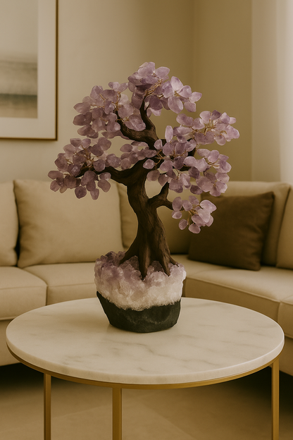 21" Amethyst Bonsai Tree Tree of Life-Decorative Sculpture for Space Harmonization