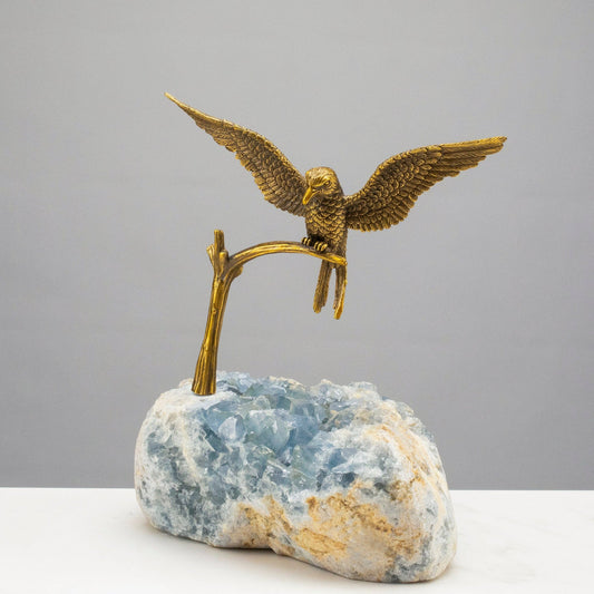 Brass Hummingbird on Celestite Dreamscape