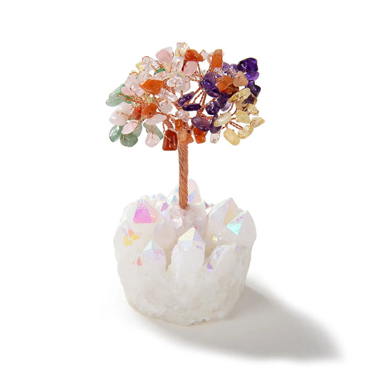 Colorful Crystal Tree of Life with Quartz Base